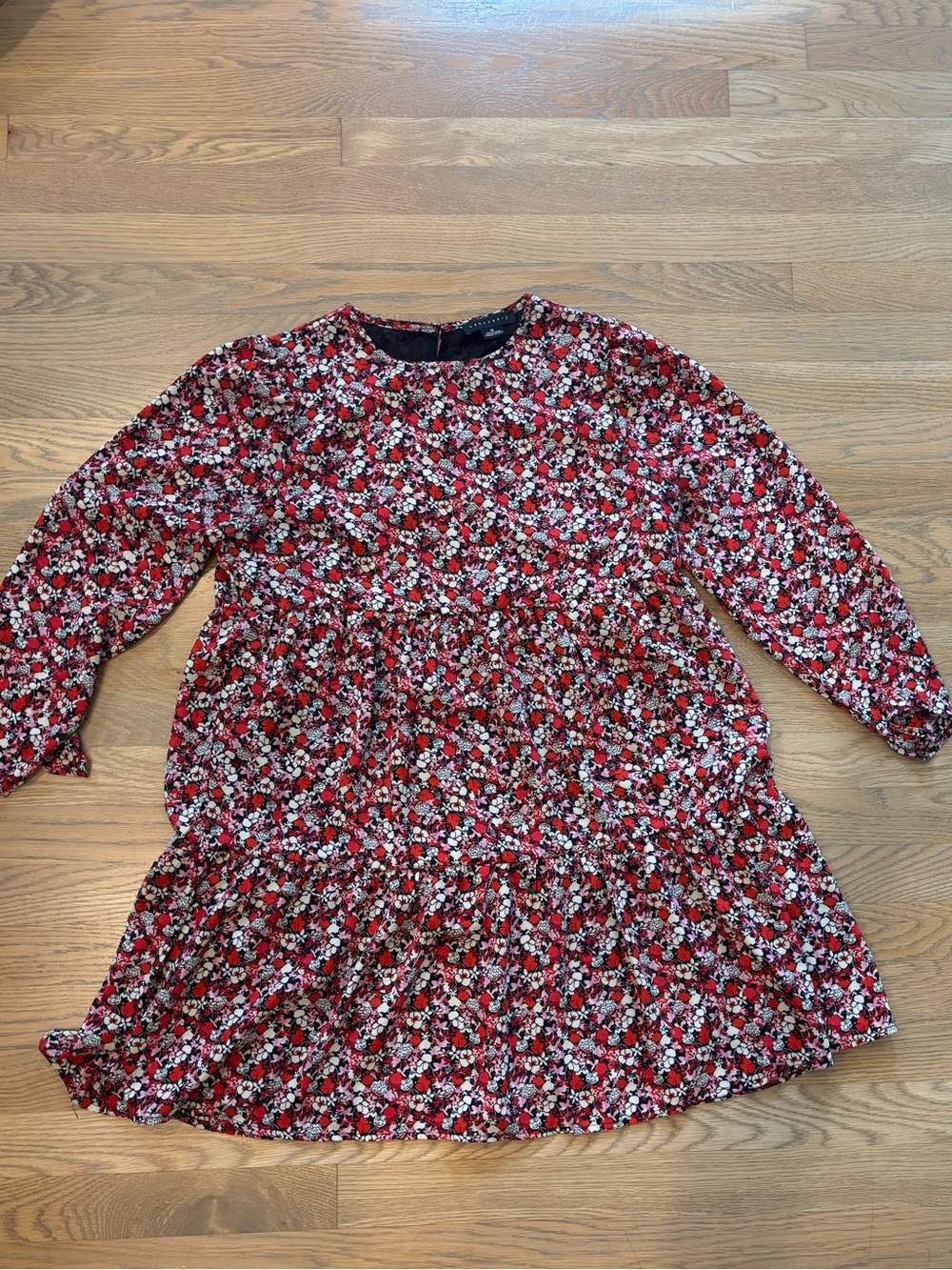 Sanctuary Red Floral Long-Sleeve Tiered Dress